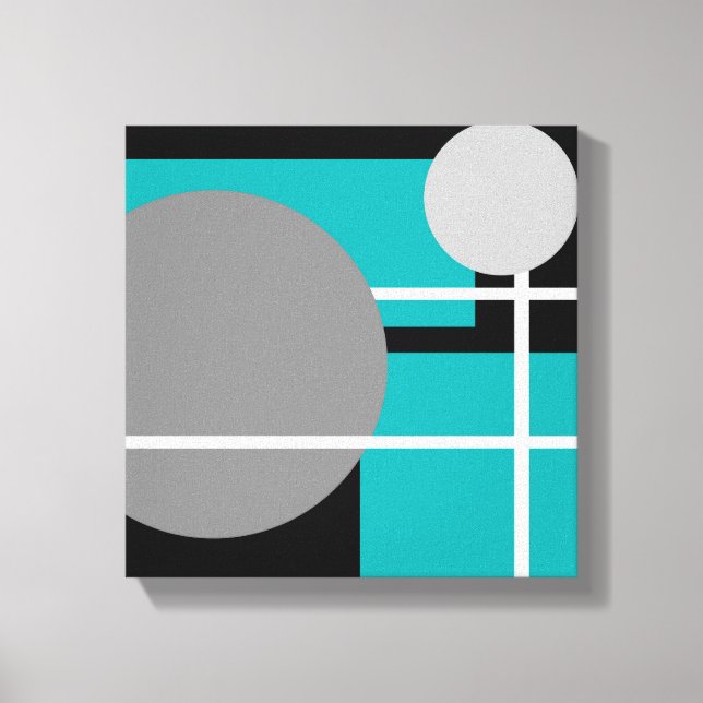Modern Teal Grey Black White - Wrapped Canvas (Front)