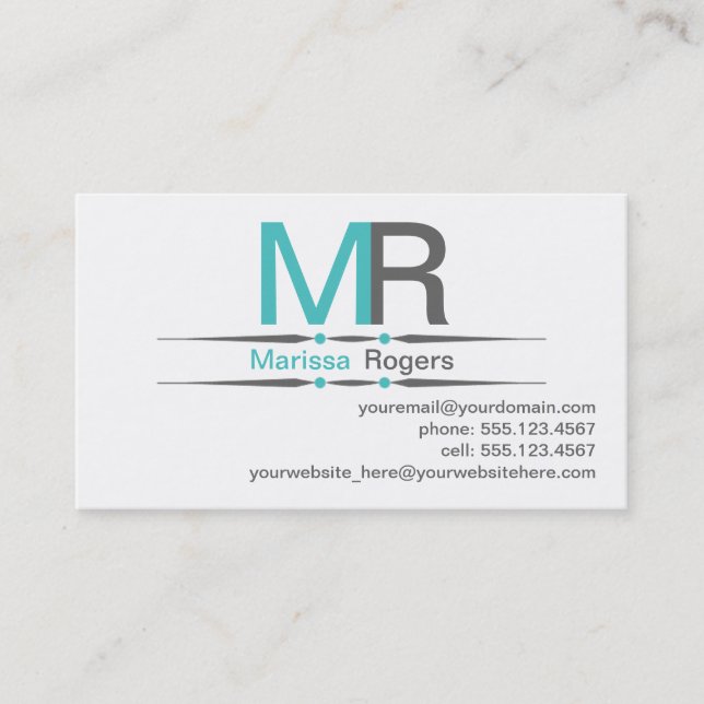 Modern Teal Grey Stripe Business Card (Front)