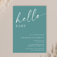 Modern teal hello baby gender neutral shower