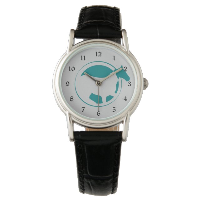 Modern Teal Horse Circle Logo Watch (Front)