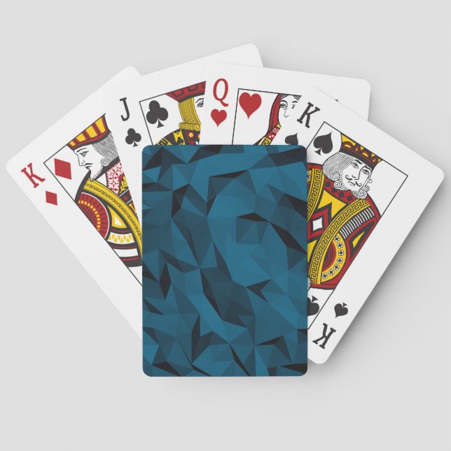 Modern Teal Low-Poly Playing Cards (Back)