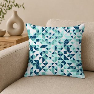 Modern Teal Mint Geometric Pattern Throw Pillow
