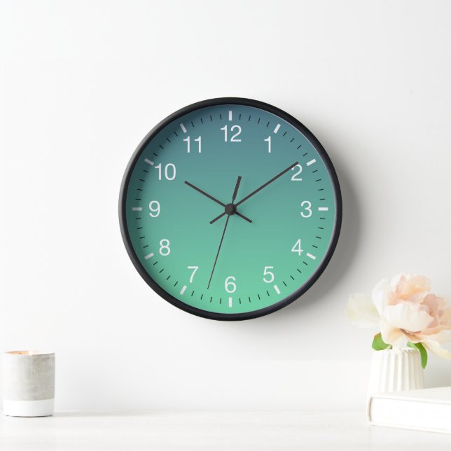 Modern Teal Mint Green Ombre Clock (Home)