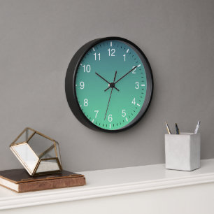 Modern Teal Mint Green Ombre Clock