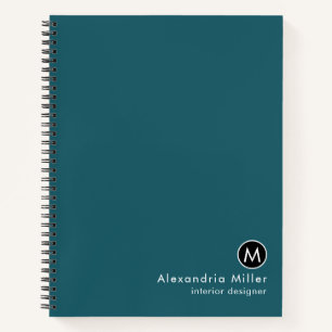 Modern Teal Monogram Notebook
