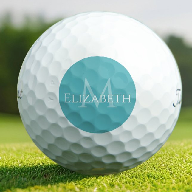 Modern Teal Monogram Personalised Elegant  Golf Balls (Creator Uploaded)