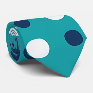 Modern Teal & Navy Polka Dot Neck Tie
