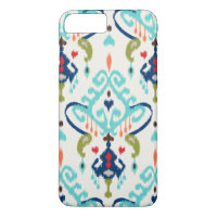 Modern teal navy red ikat tribal pattern