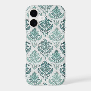 Modern Teal Nordic Damask