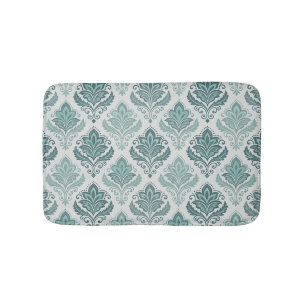 Modern Teal Nordic Damask Bath Mat