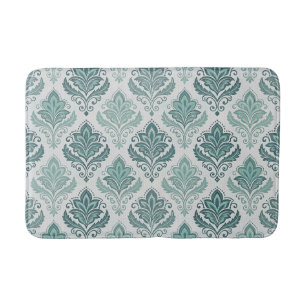 Modern Teal Nordic Damask Bath Mat
