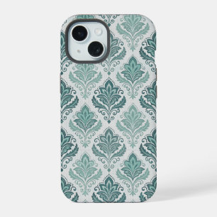 Modern Teal Nordic Damask iPhone 15 Case