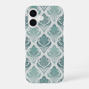 Modern Teal Nordic Damask iPhone 16 Case