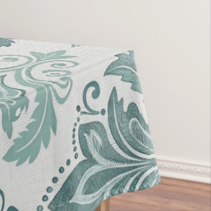 Modern Teal Nordic Damask Tablecloth