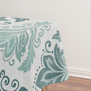 Modern Teal Nordic Damask Tablecloth