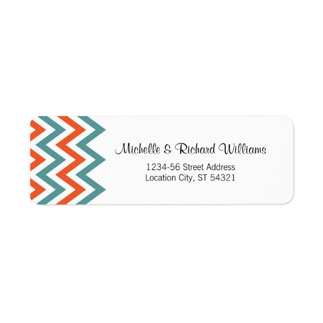 Modern Teal & Orange Chevron & Lovebirds Wedding (Front)