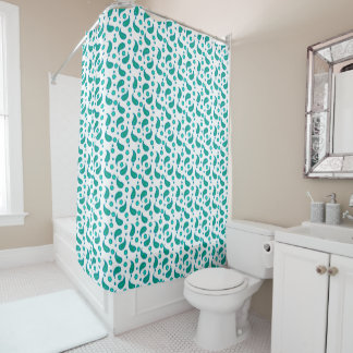 Modern Teal Paisley Print • Stylish Floral Pattern Shower Curtain