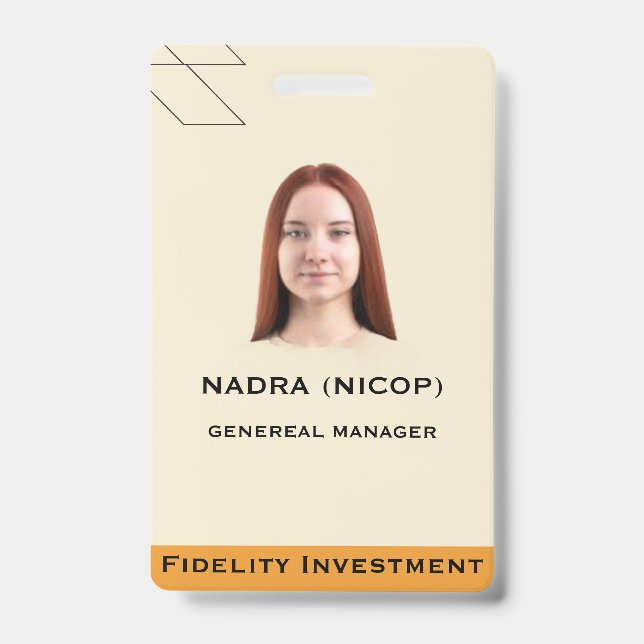 Modern Teal & Peach Abstract Professional Employee ID Badge (Front)