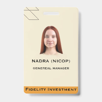 Modern Teal & Peach Abstract Professional Employee ID Badge