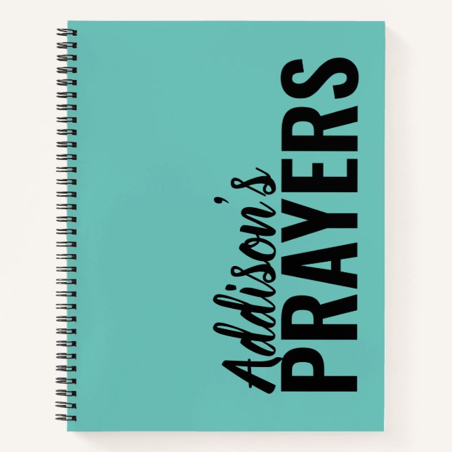 Modern Teal Personalised Prayer Journal Notebook (Front)