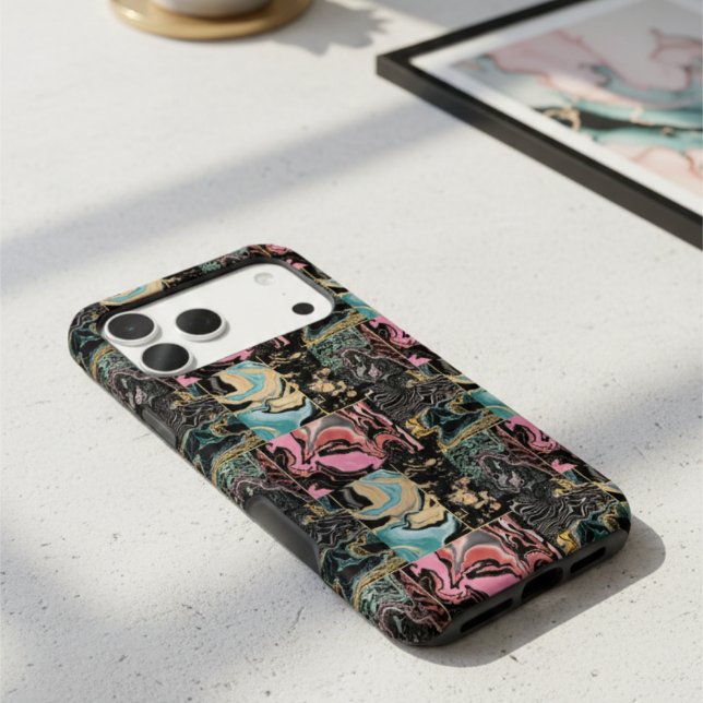 Modern Teal Pink & Gold Fluid Marble Patchwork (Creator Uploaded)