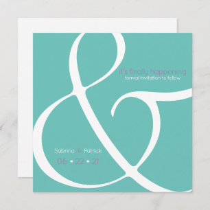 Modern Teal Plum Ampersand Save the Date Invitation