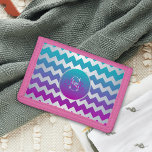 Modern Teal Purple Pink Ombre Zigzag Lines & Name Trifold Wallet<br><div class="desc">Trendy modern personalised trifold wallet design featuring silver zigzag lines on teal/purple/gradient background. The text is fully customisable.</div>