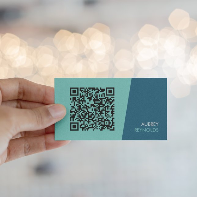 Modern Teal QR Code Business Card (Creator Uploaded)