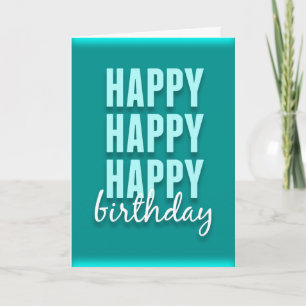 Modern Teal Satin Happy Birthday Card