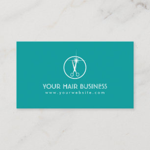 Modern Teal Scissor Minimalist Hair Stylist Salon Business Card