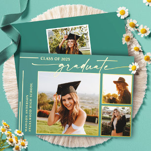 Modern Teal Script Graduate Photo Graduation