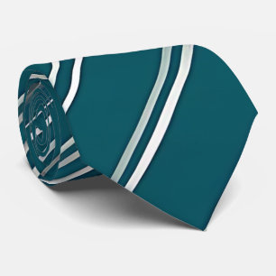 Modern Teal & Silver Diagonal Stripes Neck Tie
