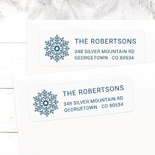 Modern Teal Snowflake Christmas Return Address