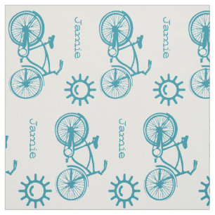Modern Teal Sunshine Bicycle Personalised Fabric