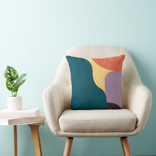 Modern Teal Terracotta Colour Block Abstract Throw Cushion