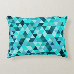 Modern Teal Triangles Pattern Decorative Cushion