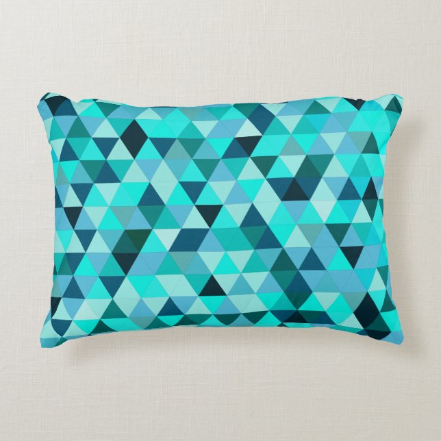 Modern Teal Triangles Pattern Decorative Cushion (Front)