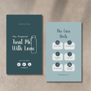 Modern Teal Tumbler Care Instruction Card