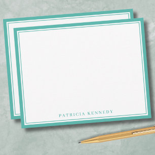 Modern Teal Two Border Name Personalised Card
