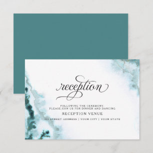 Modern Teal Watercolor Moss Agate BarefootBride™ Invitation