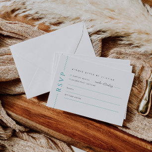 Modern Teal White Wedding Invite RSVP Reply Card