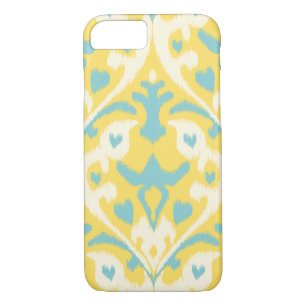 Modern teal yellow girly ikat tribal pattern iPhone 8/7 case