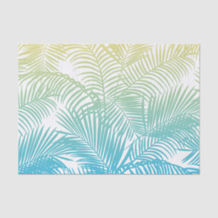 Modern teal yellow tropical palm trees pattern tissue paper