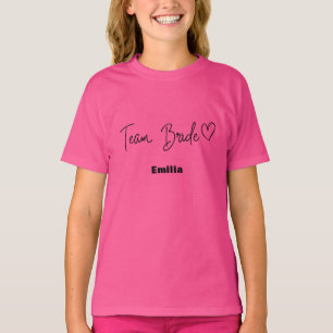 Modern team bride Pink Heart Bridesmaid bridal T-Shirt