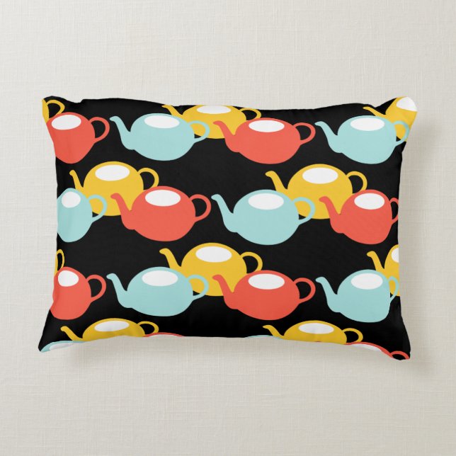 Modern Teapots Pattern Decorative Cushion (Back)
