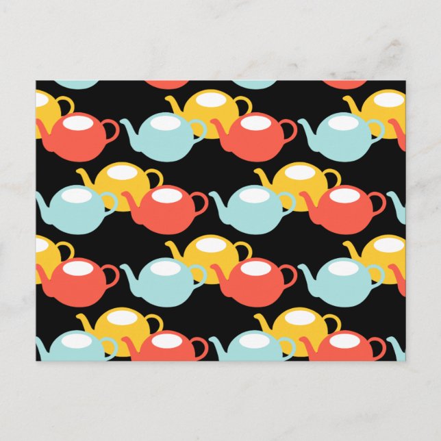 Modern Teapots Pattern Postcard (Front)