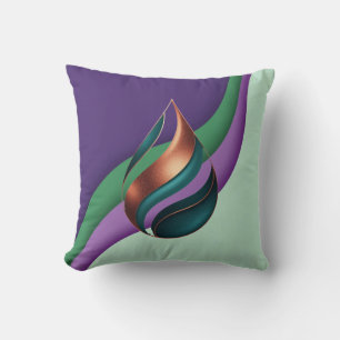 Modern Teardrop Wave Purple Green Copper Cushion
