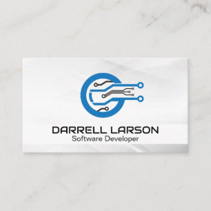 Modern Tech Blue Logo Business Card