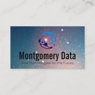 Modern Tech Communications Logo   Network Business Card