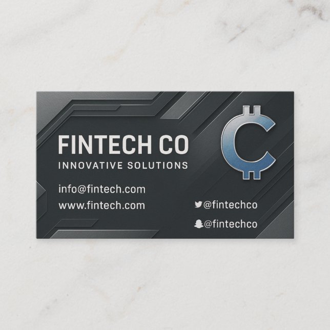 Modern Tech-Inspired Metallic Design Business Card (Front)